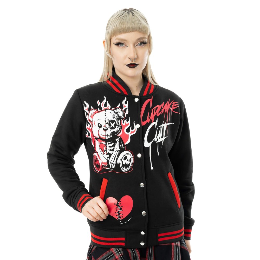 Cupcake Cult - Heartbreak Bear Varsity Varsity jacket - Black/Red